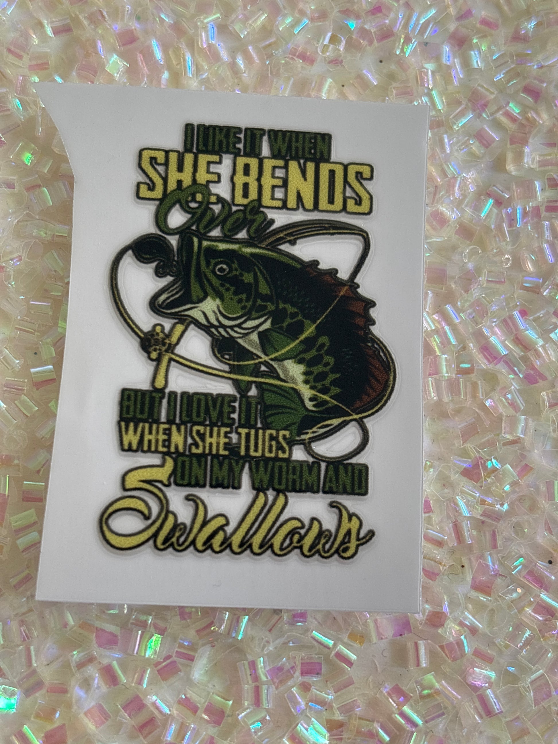 I like it when she bends over, but I love it when she tugs on my worm and swallows