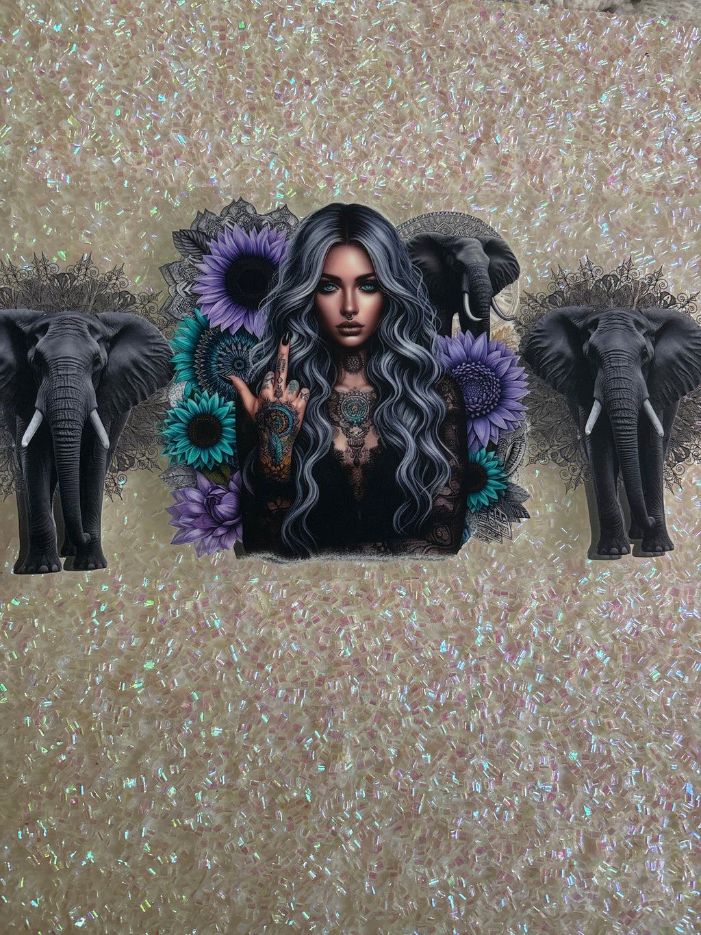 Girl with elephant lid decal