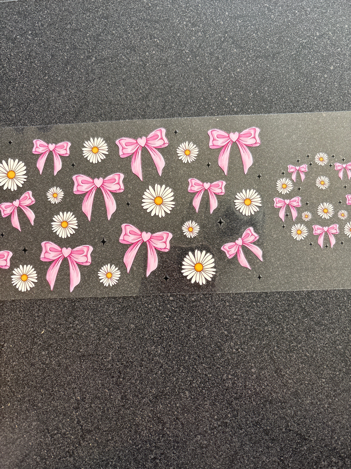 Pink bows and white flowers with lid decal