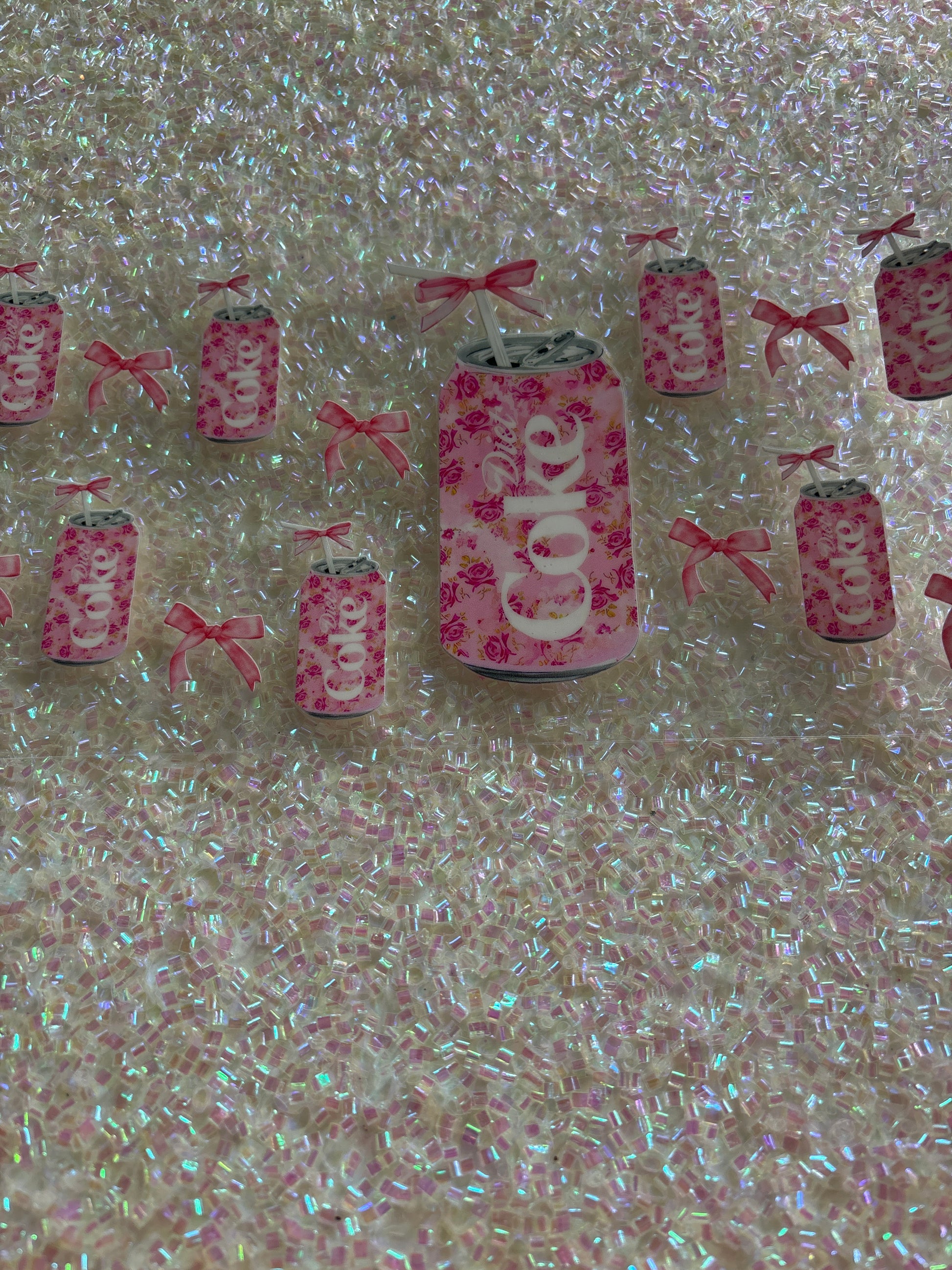 Diet Coke pink can with bows