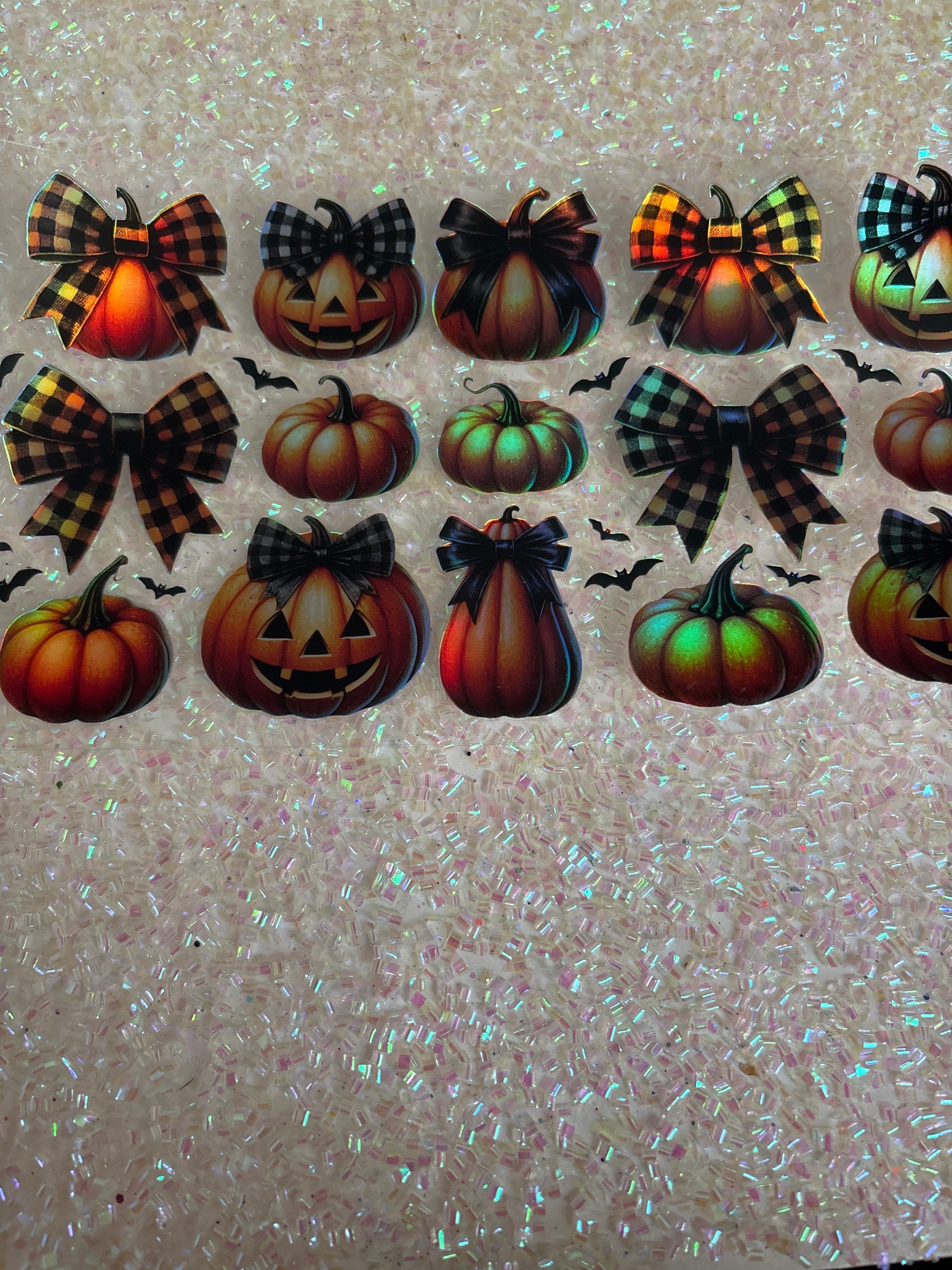 Holographic pumpkin with bows