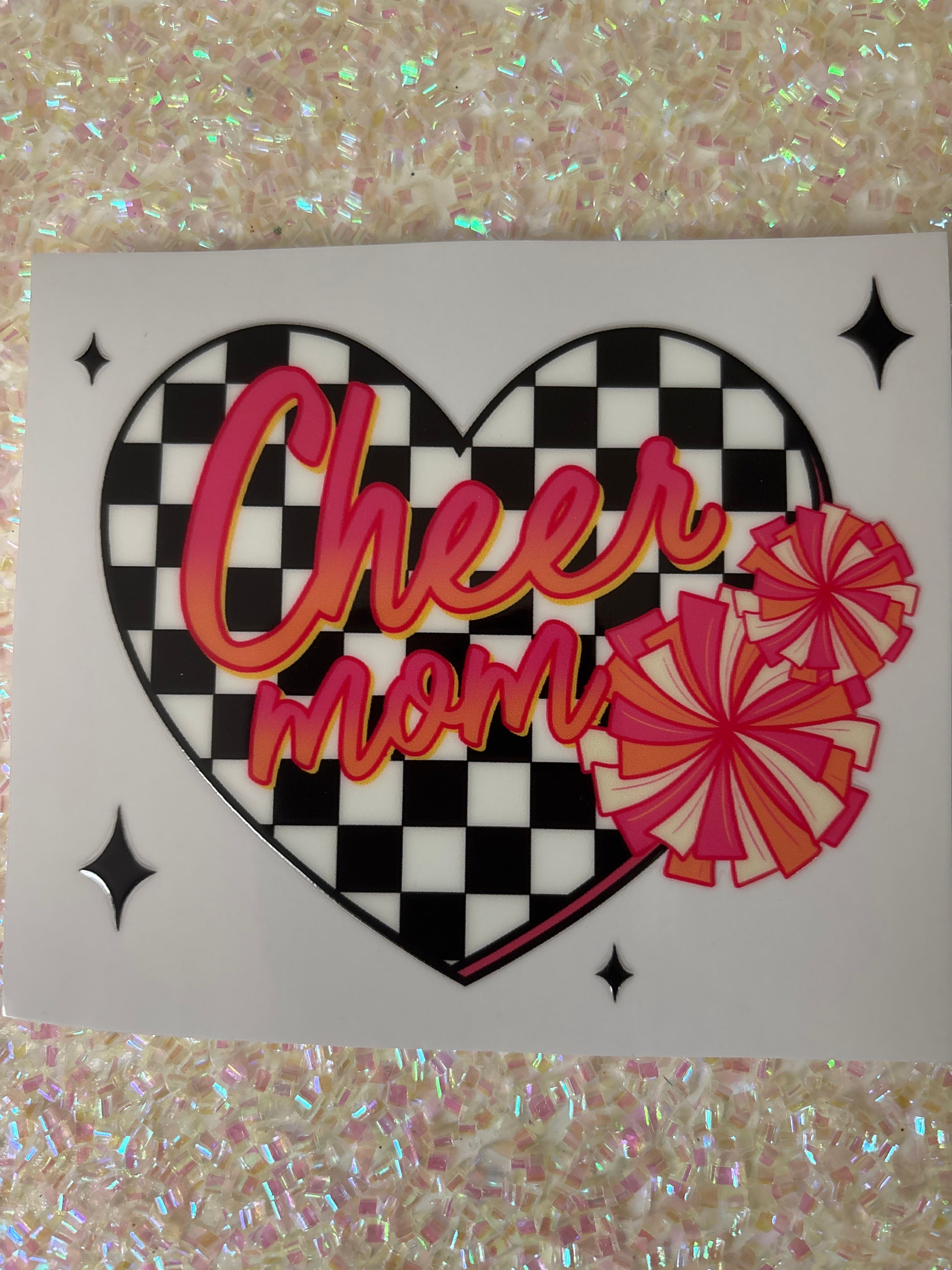 Cheer Mom with Black checkered heart