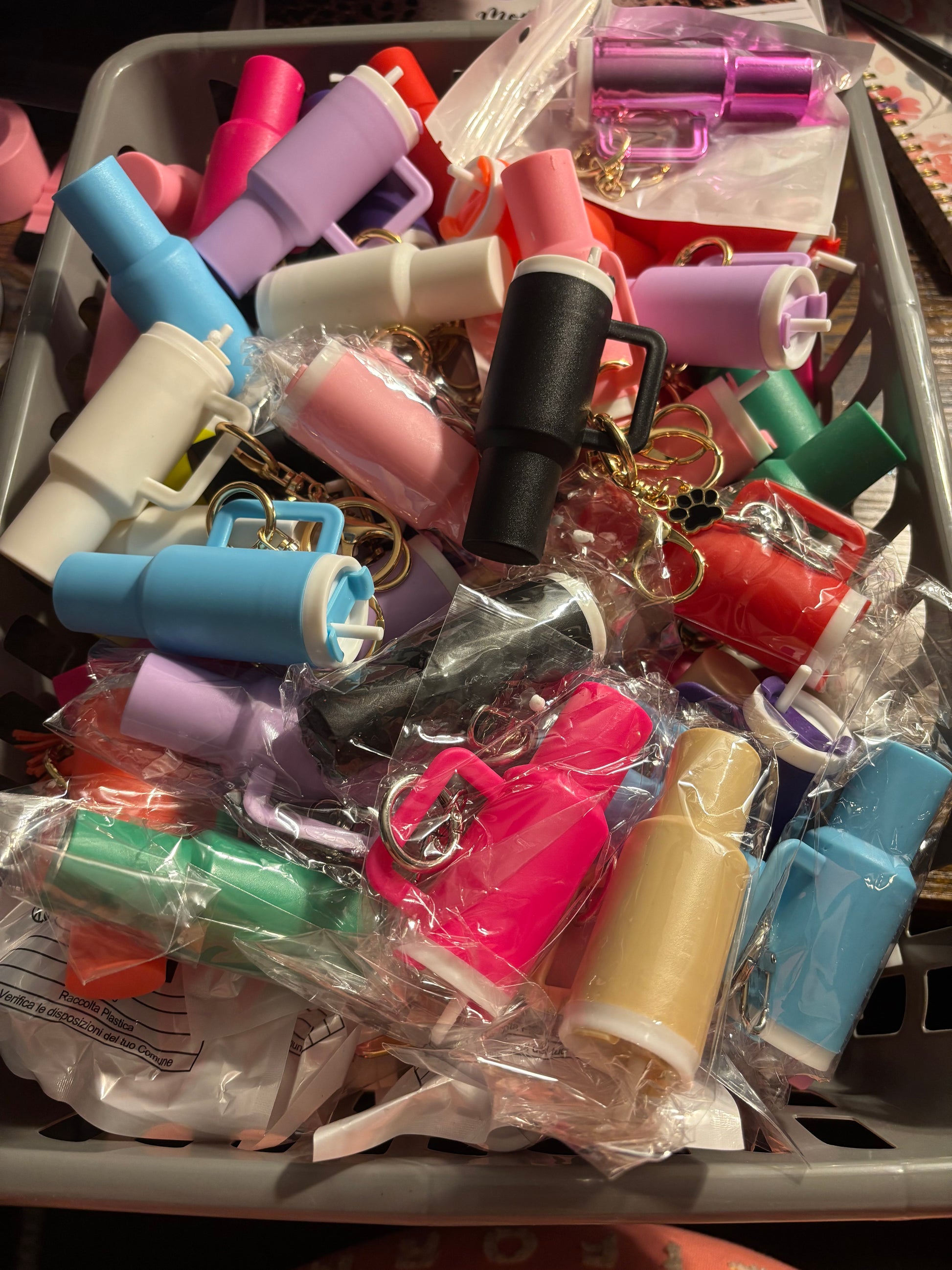 Tiny keychain tumblers can be used for Chapstick medicine any type of small item you would like to keep safe comes with your choice of decal wrap