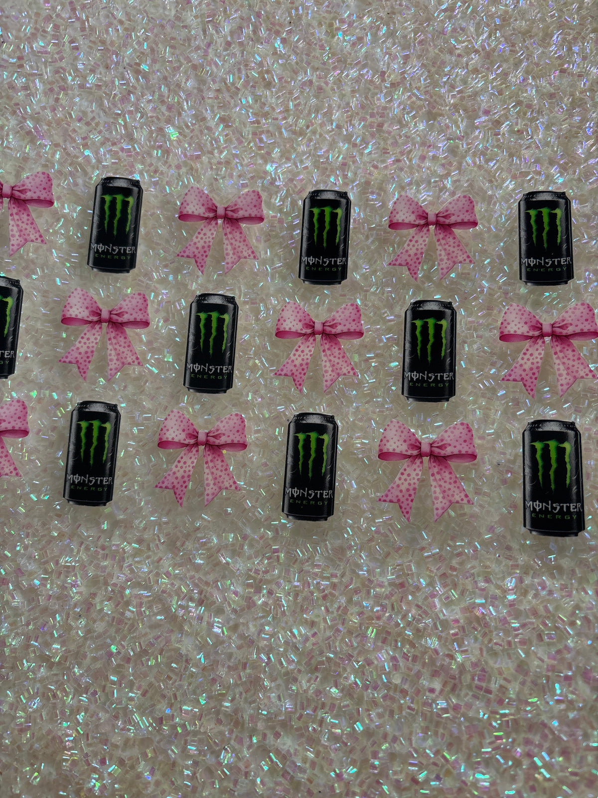 Monster energy can with pink bows