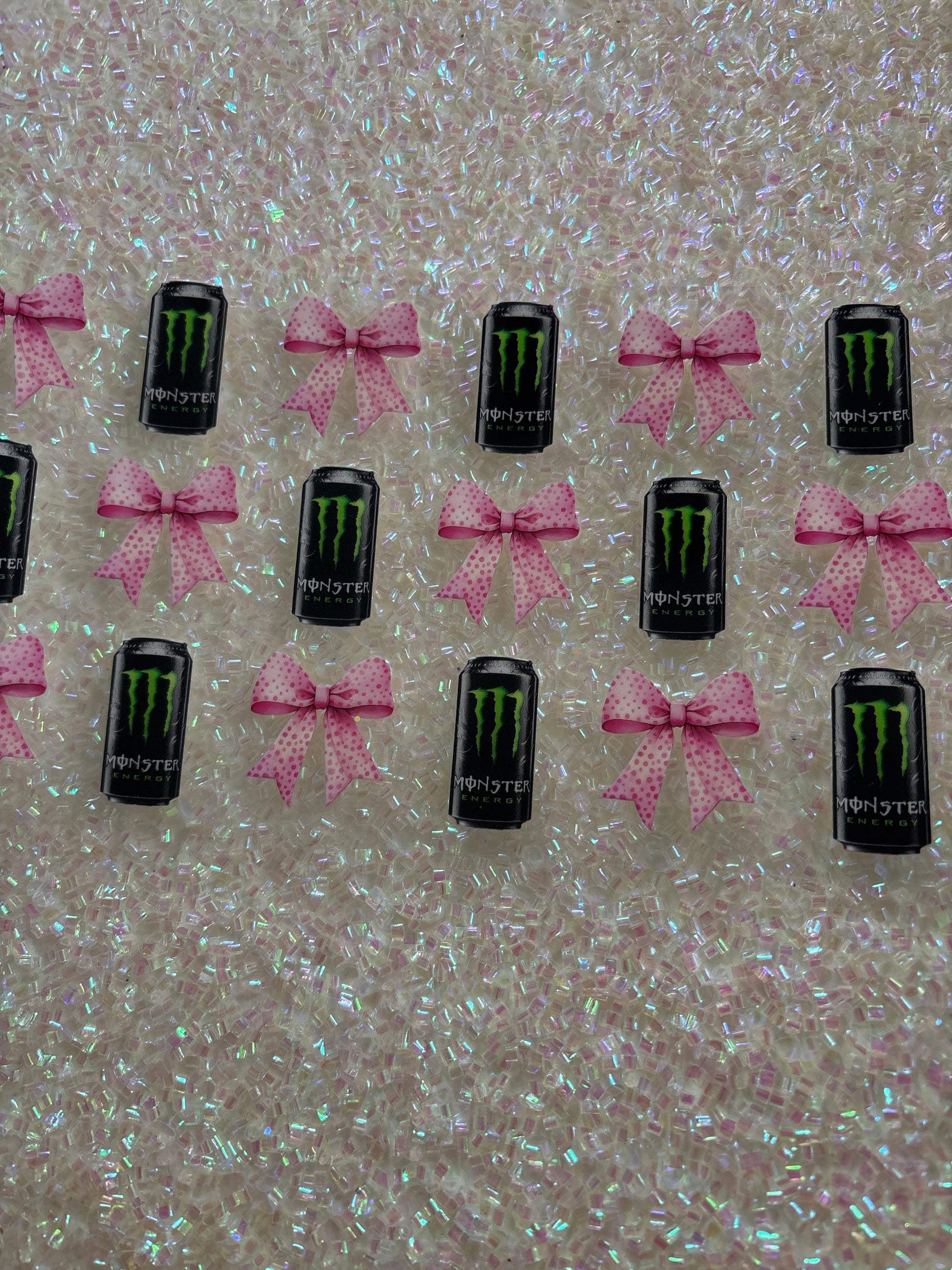 Monster energy can with pink bows