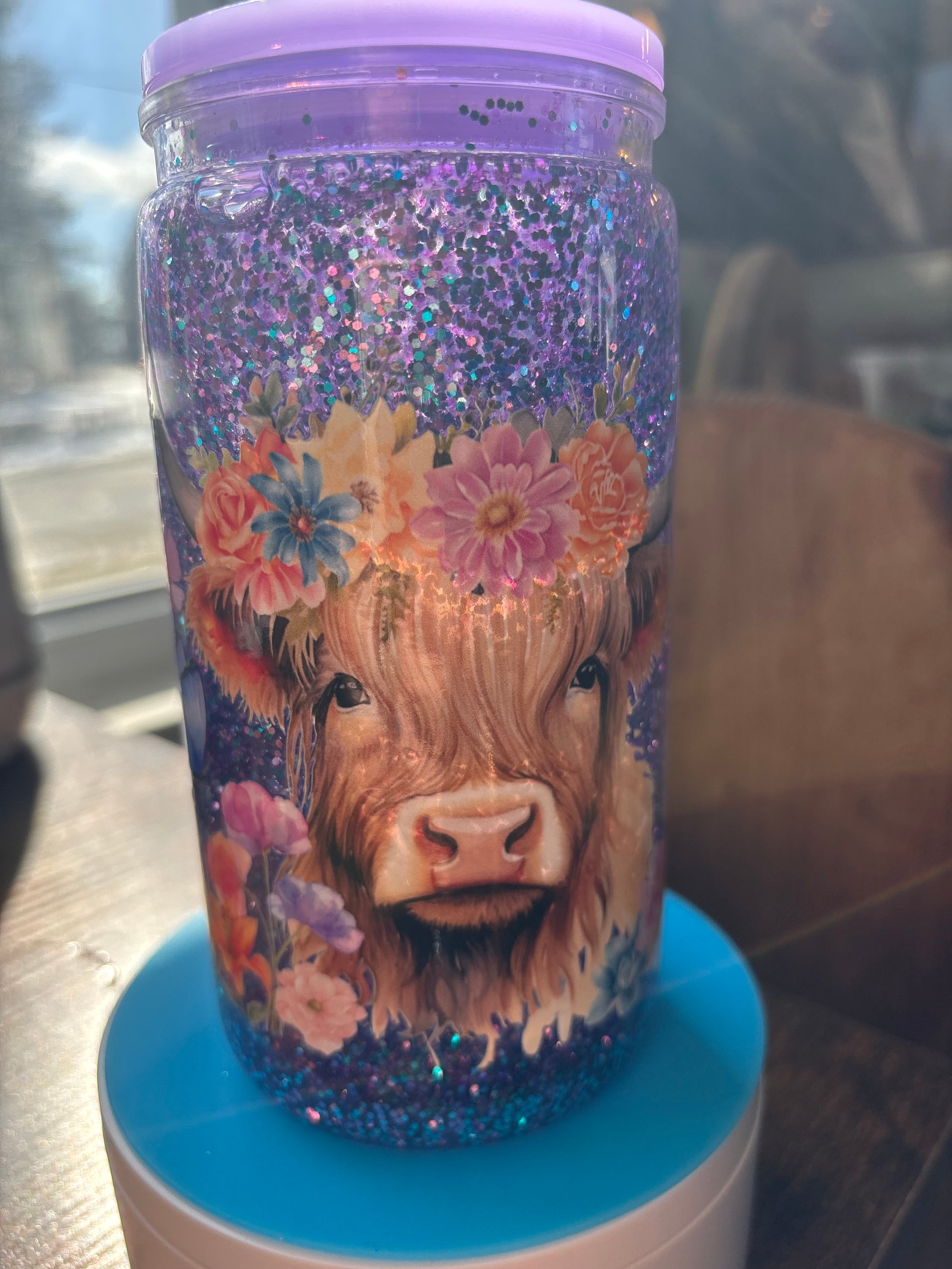 16 ounce purple Highland cow