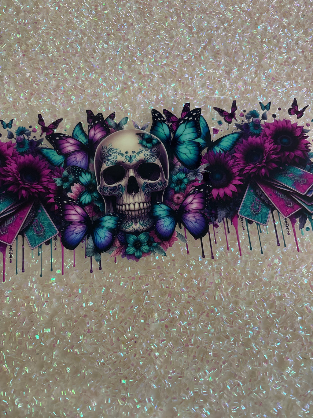 Skull with flowers and lid decal