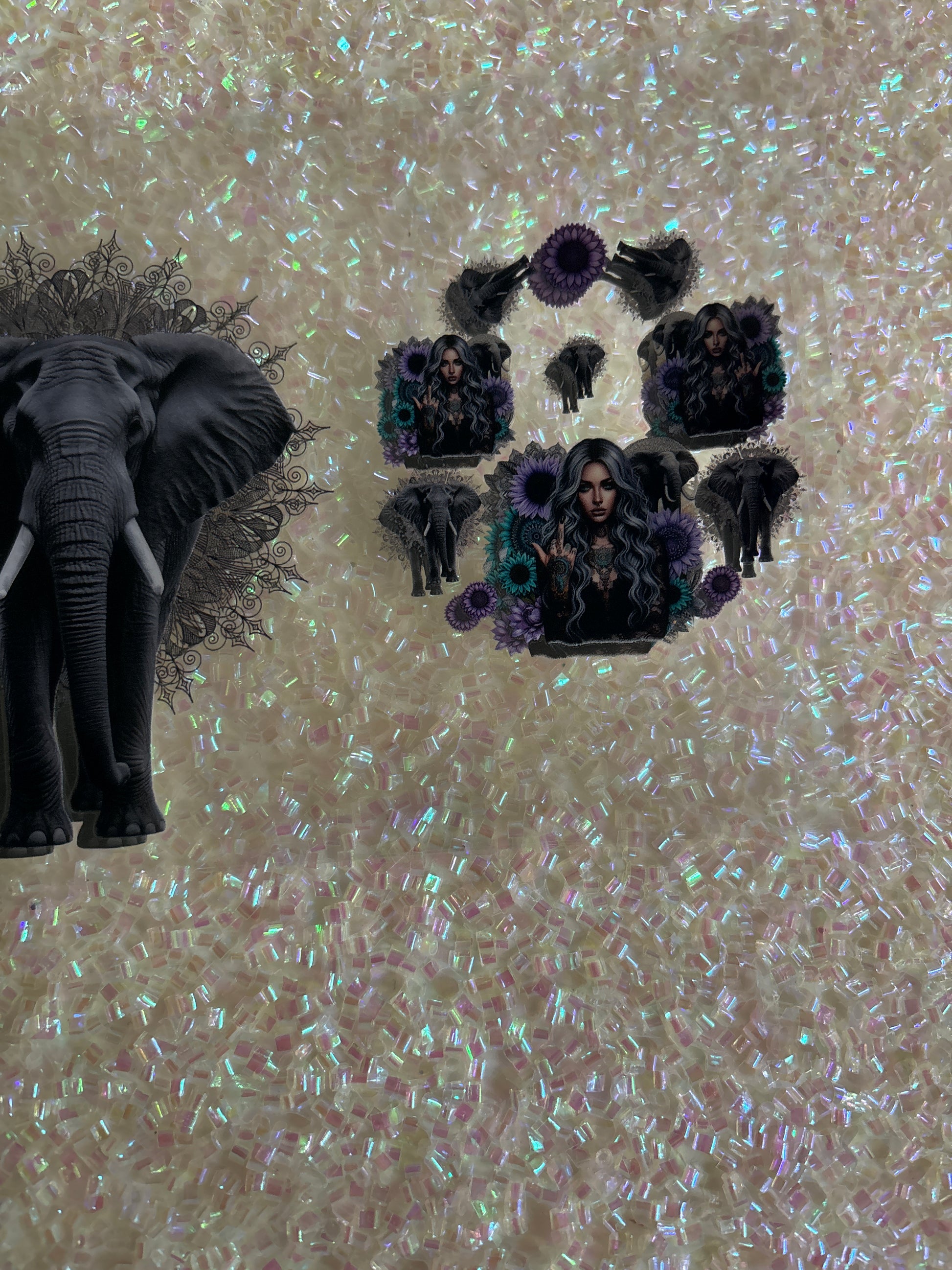 Girl with elephant lid decal