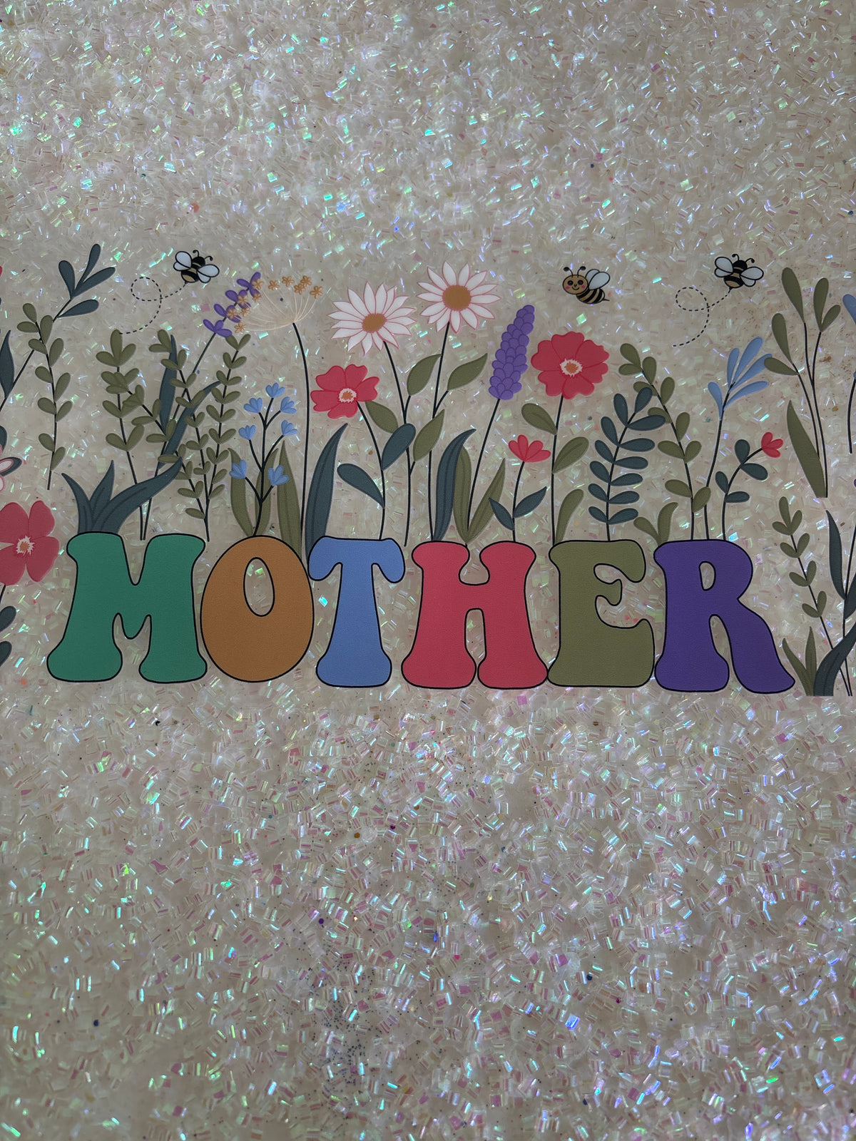 Mother with flowers growing up