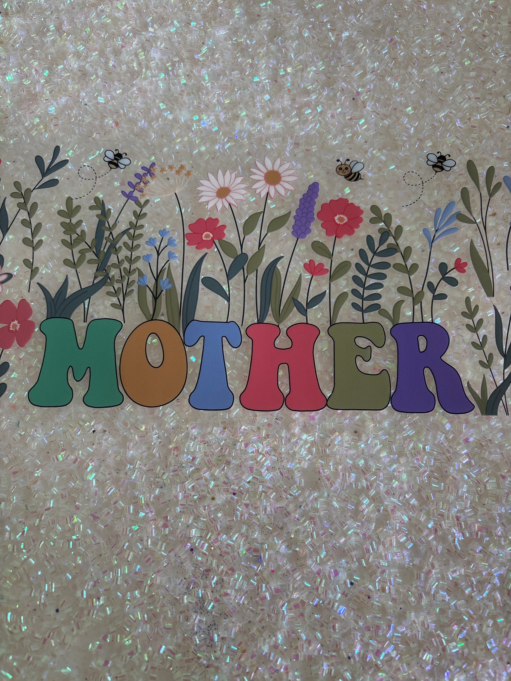 Mother with flowers growing up