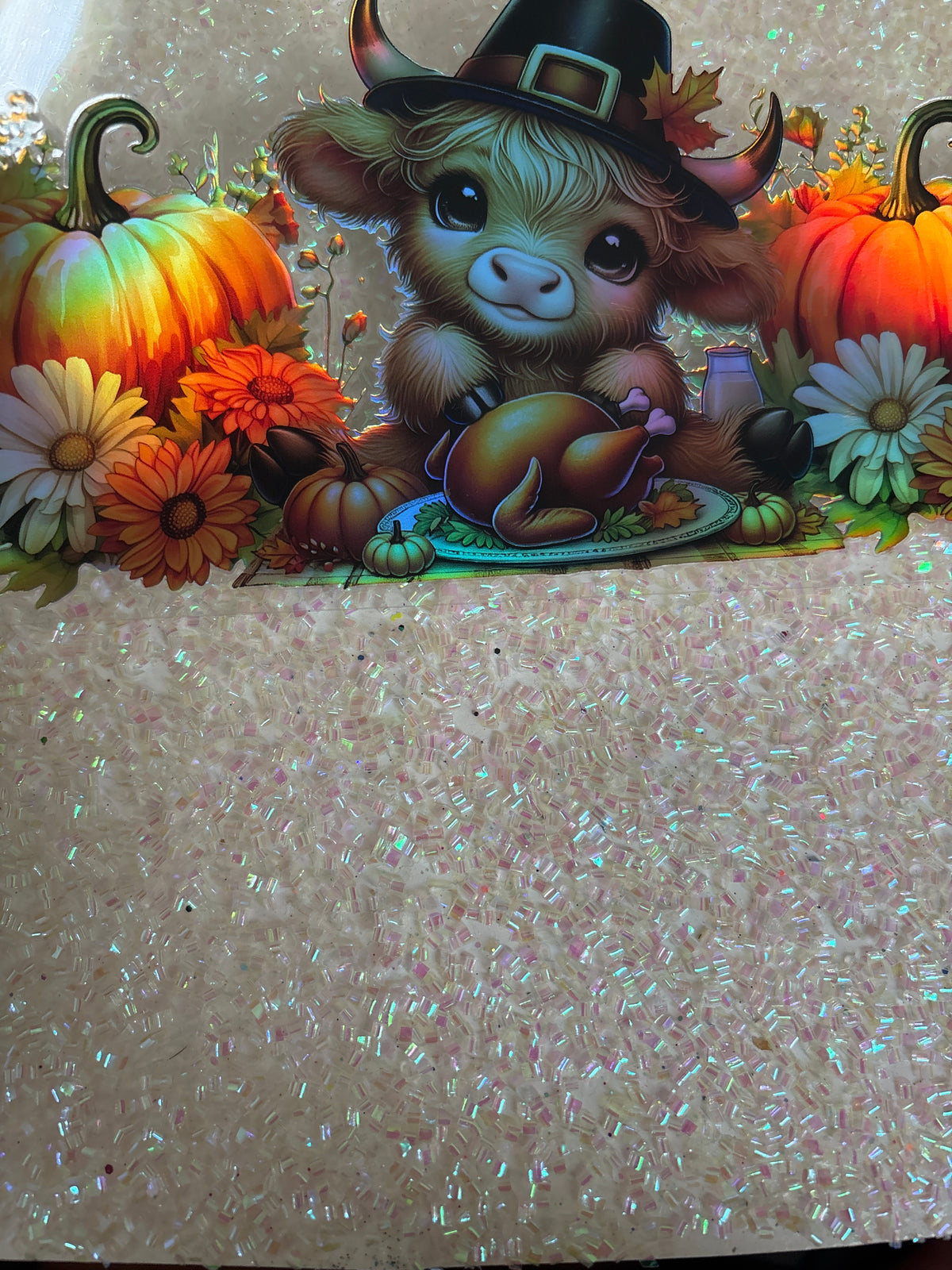 Holographic Highland cow Thanksgiving day