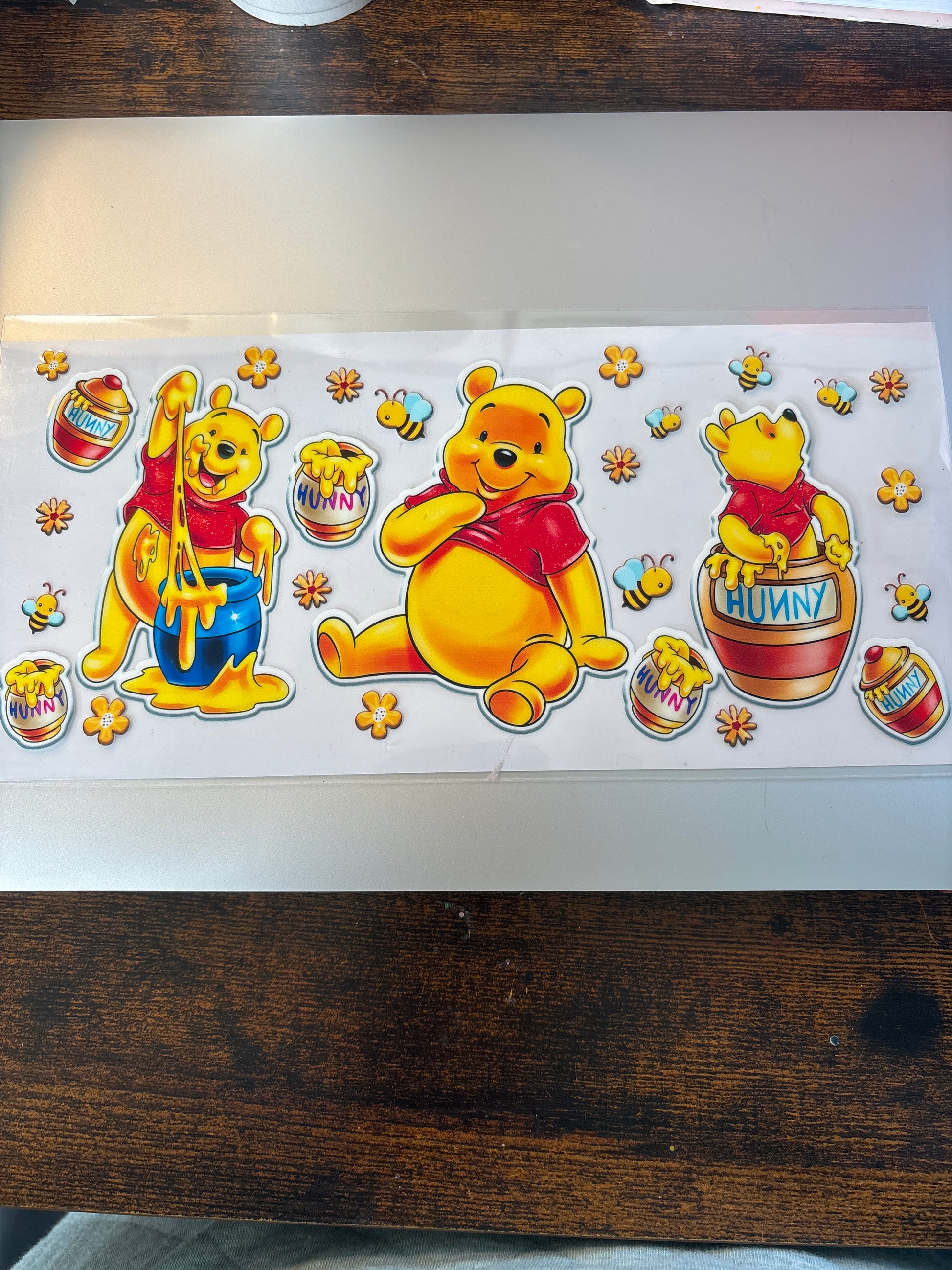 Pooh bear with his honey pot UVDTF decal
