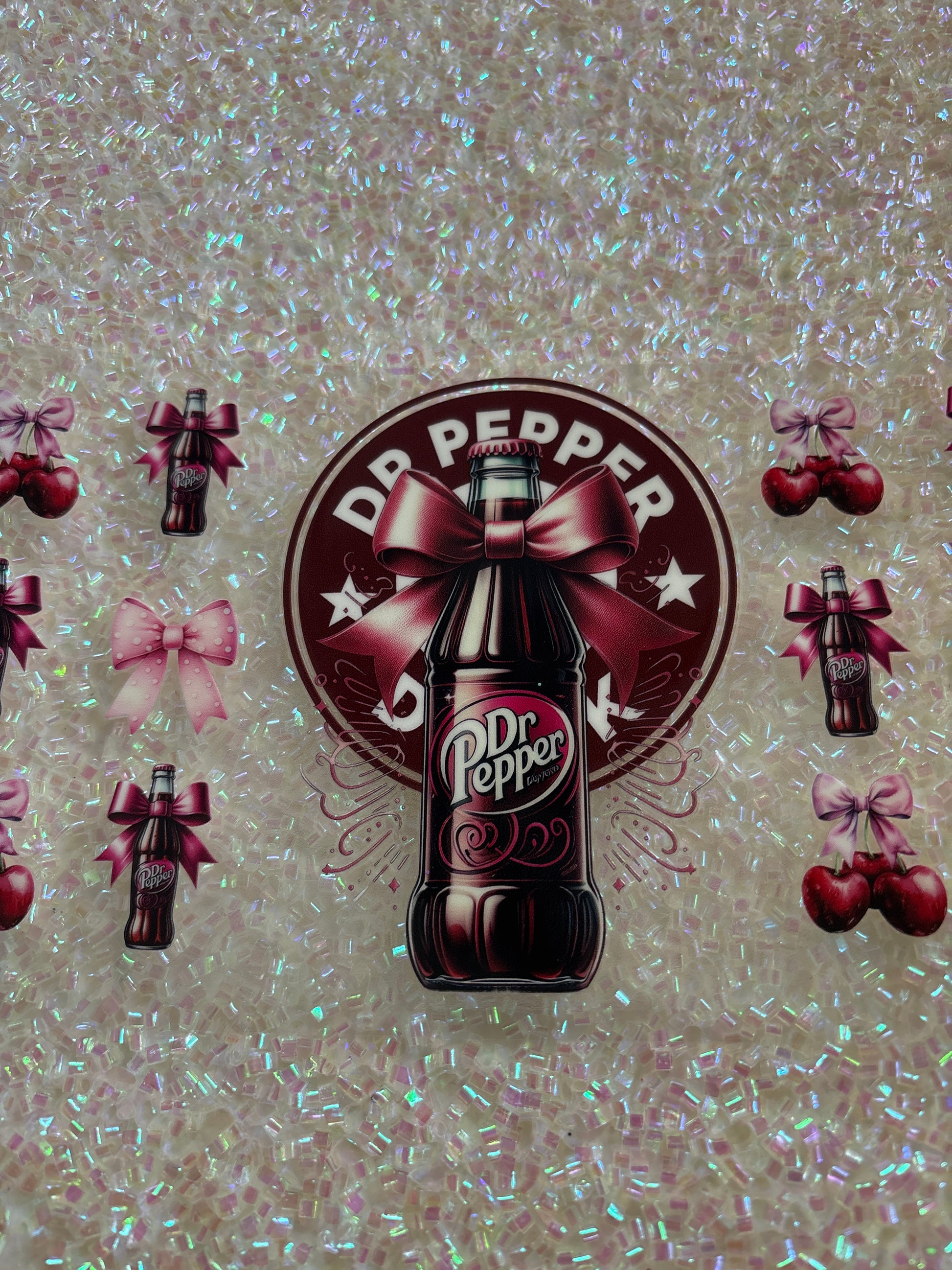 Dr Pepper bottle with bows
