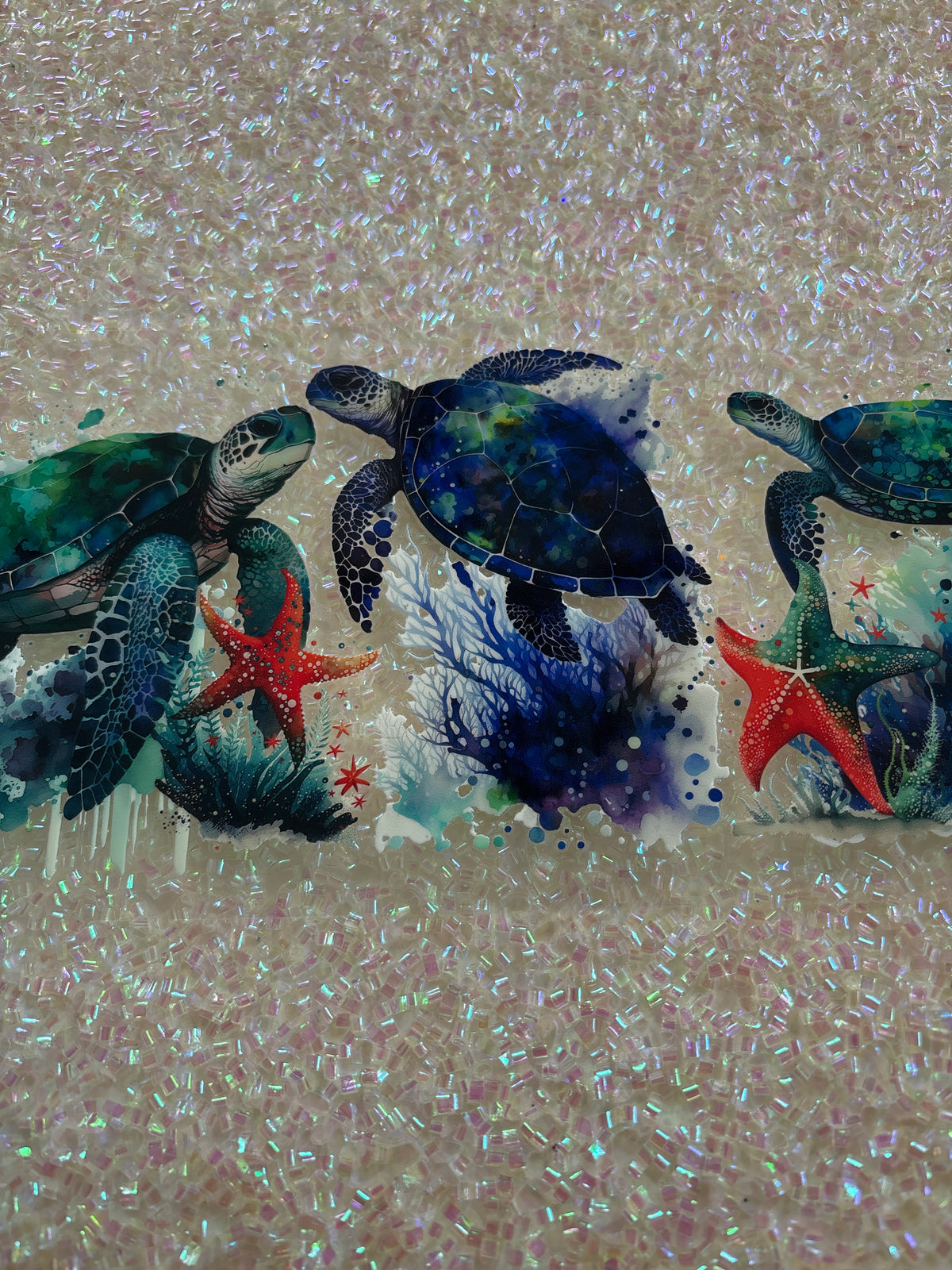 Sea turtles with starfish