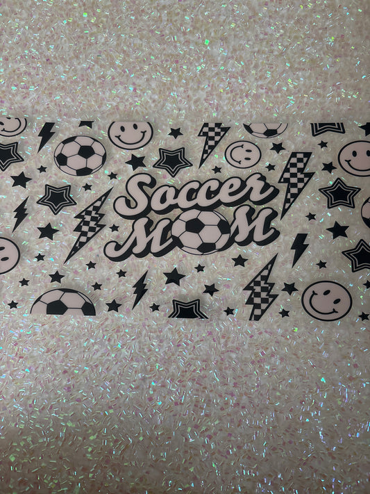 Soccer mom with lightning bolts and smiley faces
