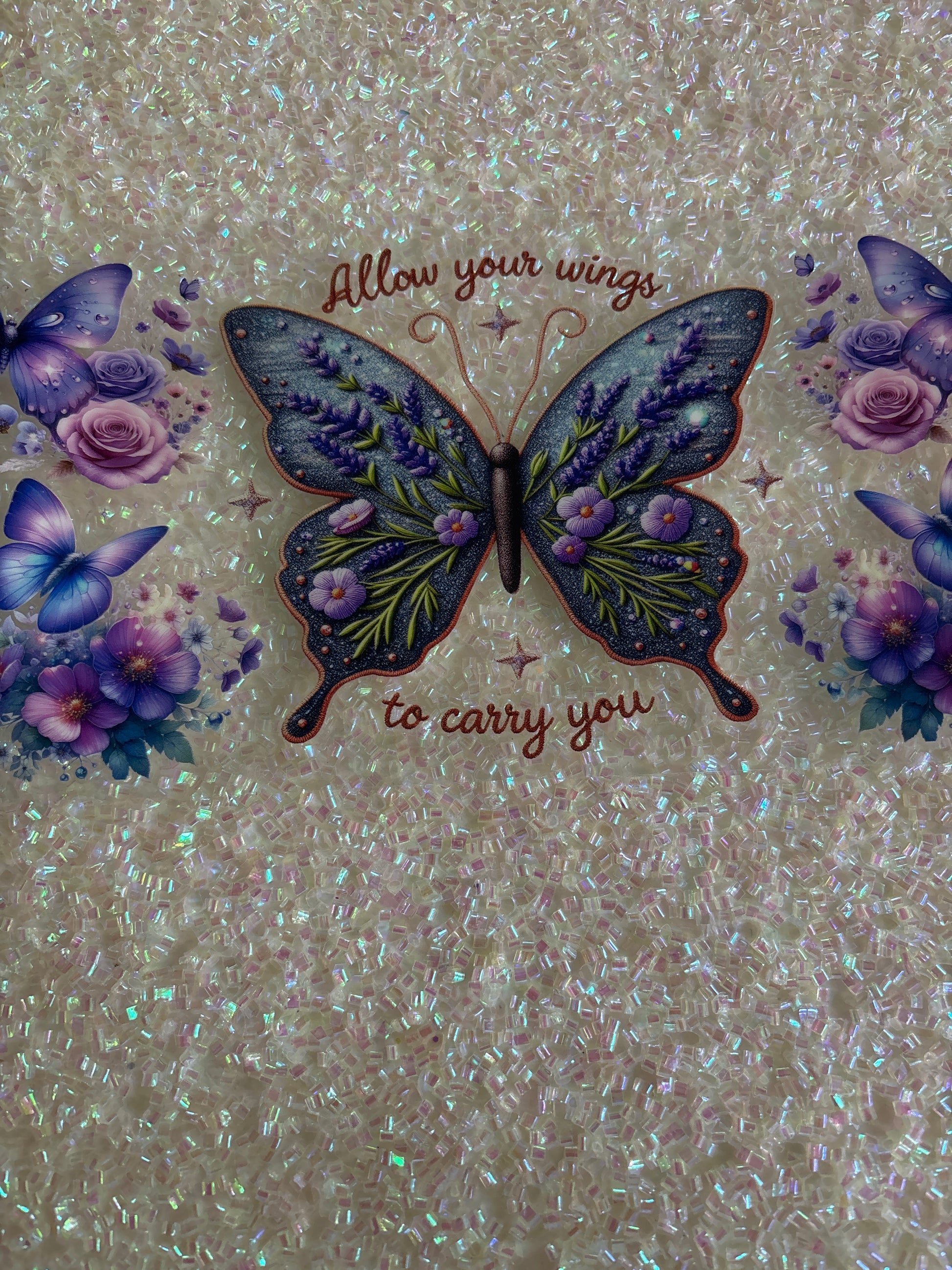 Butterfly, allow your wings to carry you with lid decal