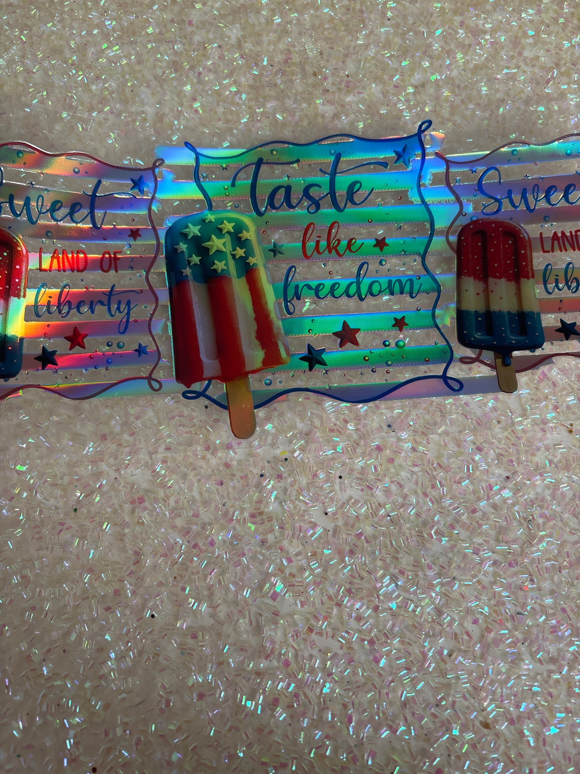 Holographic fourth of July popsicle