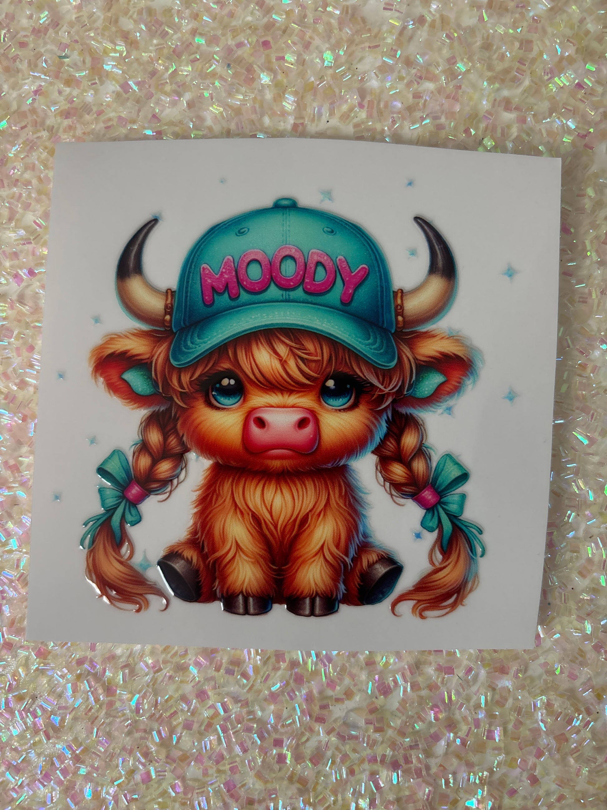 Moody Highland Cow 4 in decal