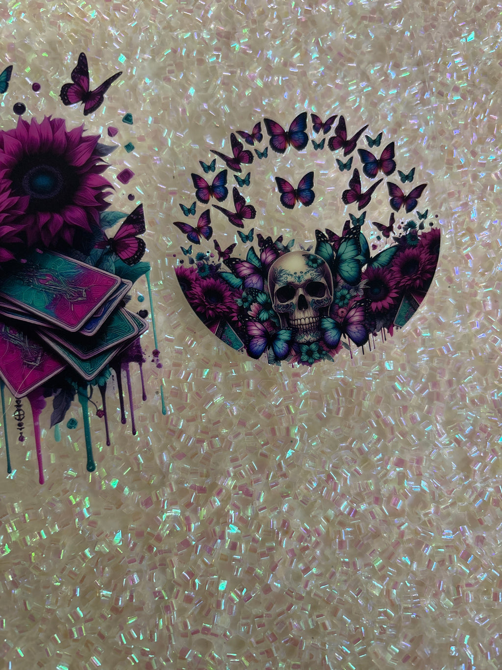 Skull with flowers and lid decal