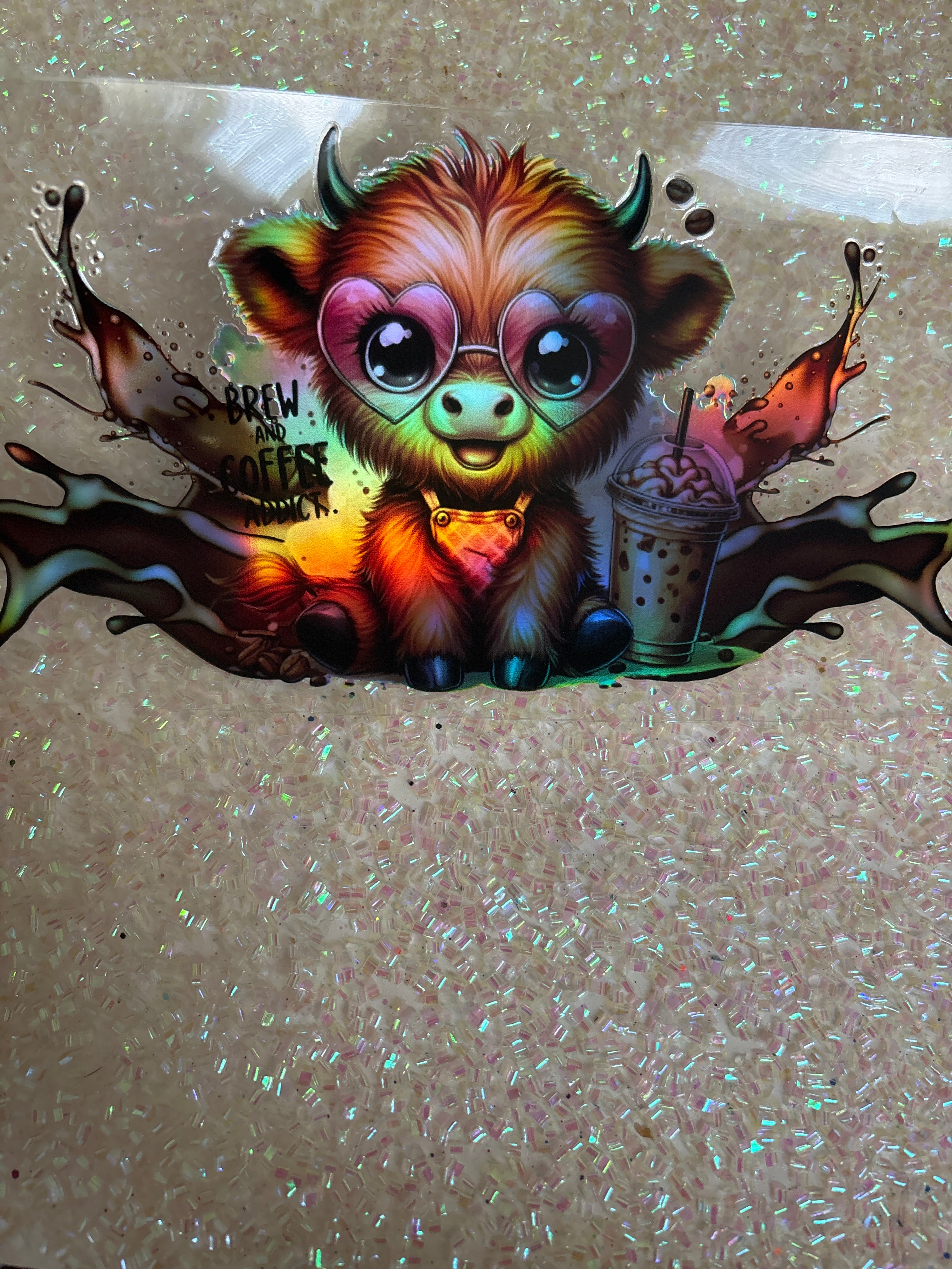 Holographic cow brew and coffee addict