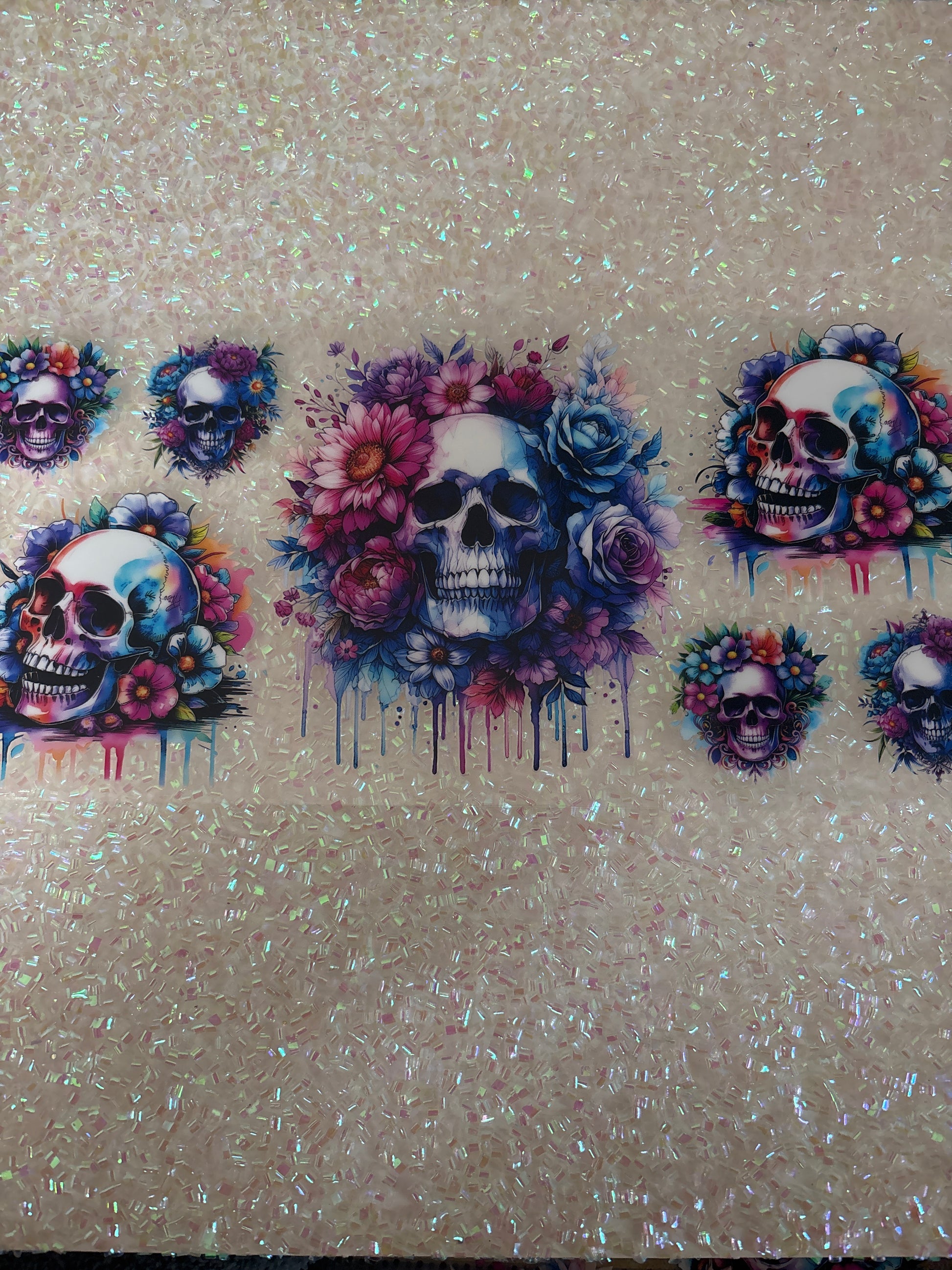 Skeleton and flowers