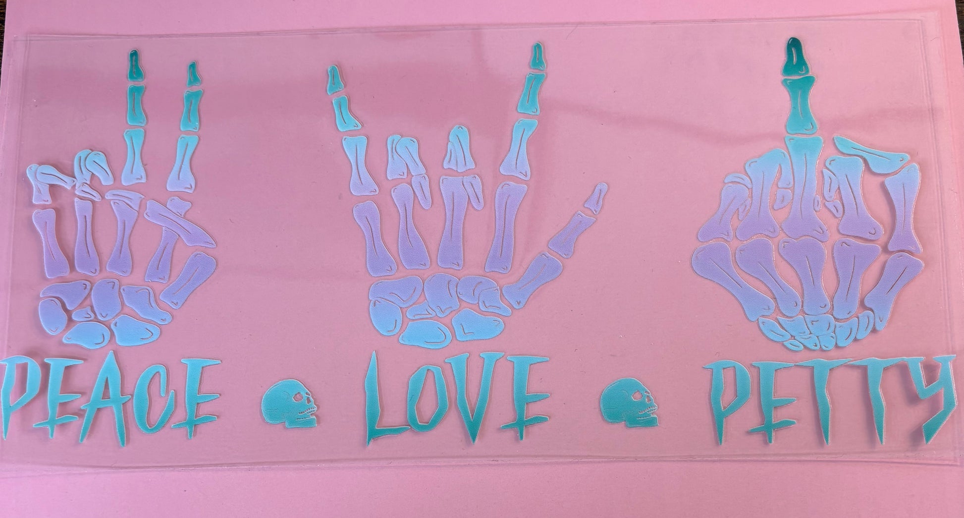 Peace love petty hand skeleton