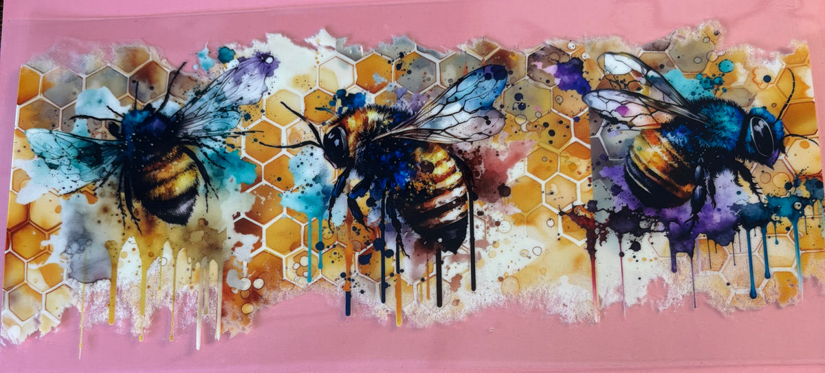 Bees and honeycomb, colourful