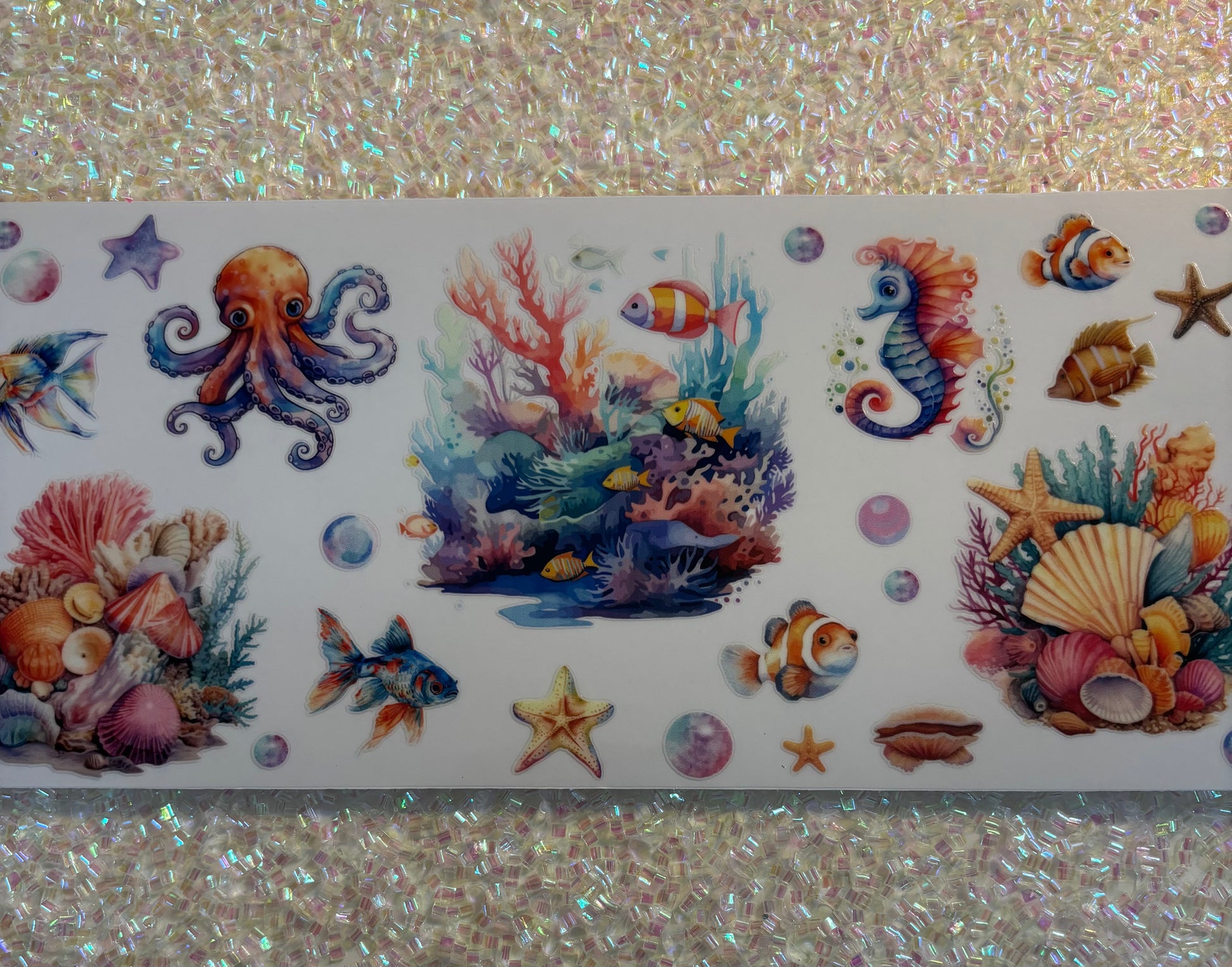 Ocean life octopus seahorse