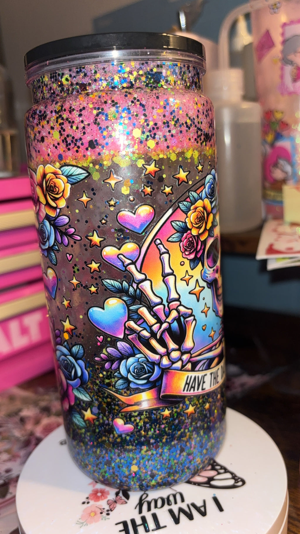 20 ounce plastic Have the day you deserve snow globe cup🖤