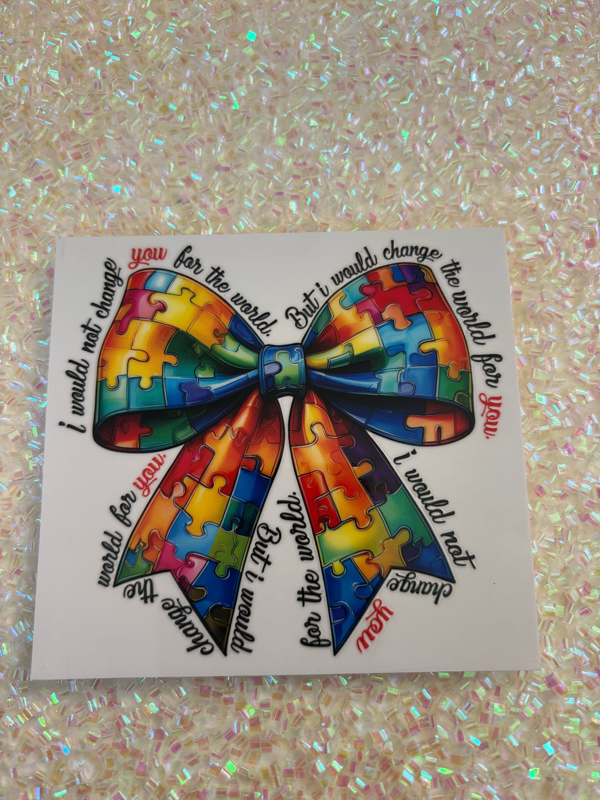 Autism bow with puzzle pieces