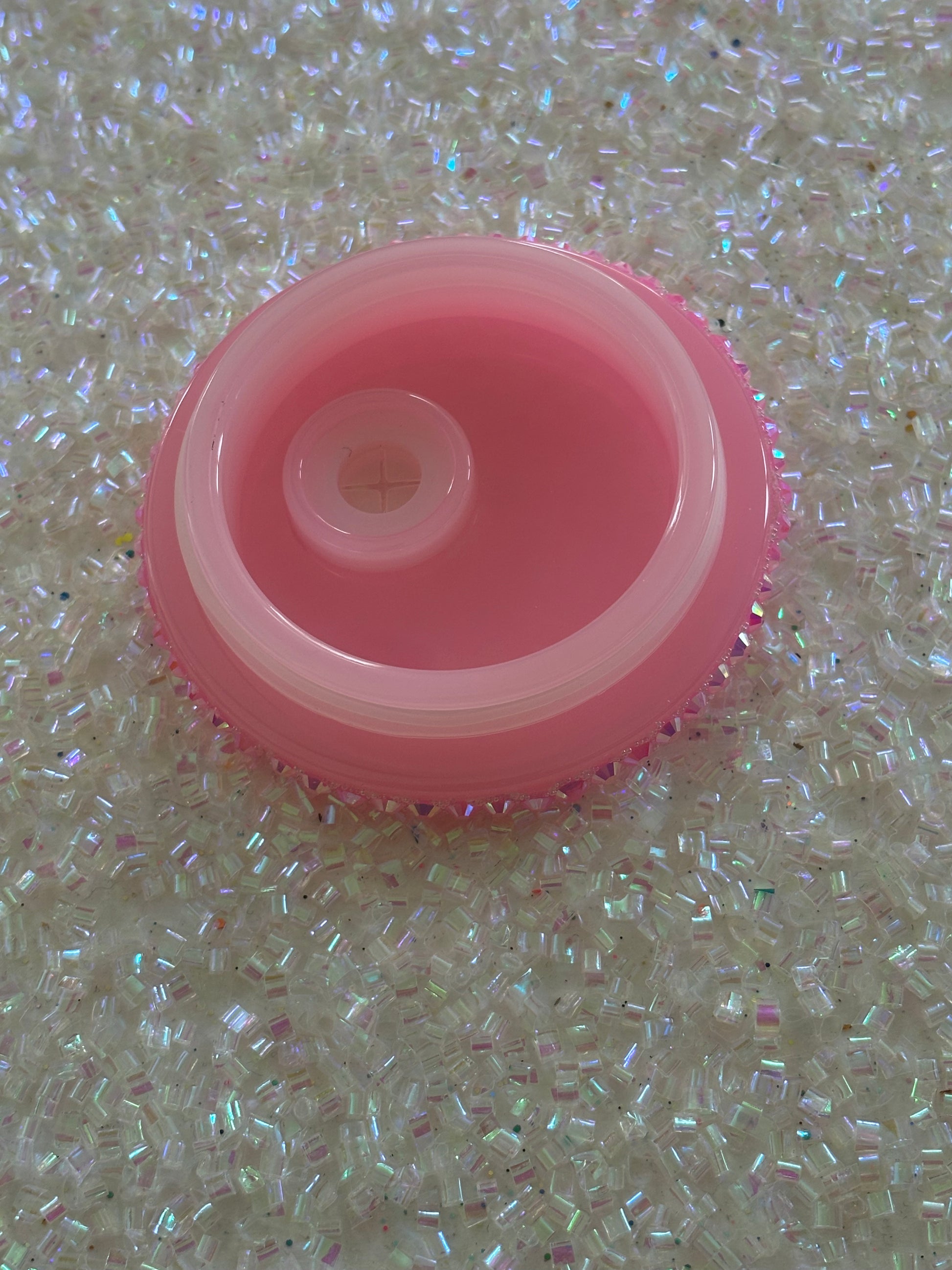 BABY PINK SUGAR BEDAZZLED LID 💕