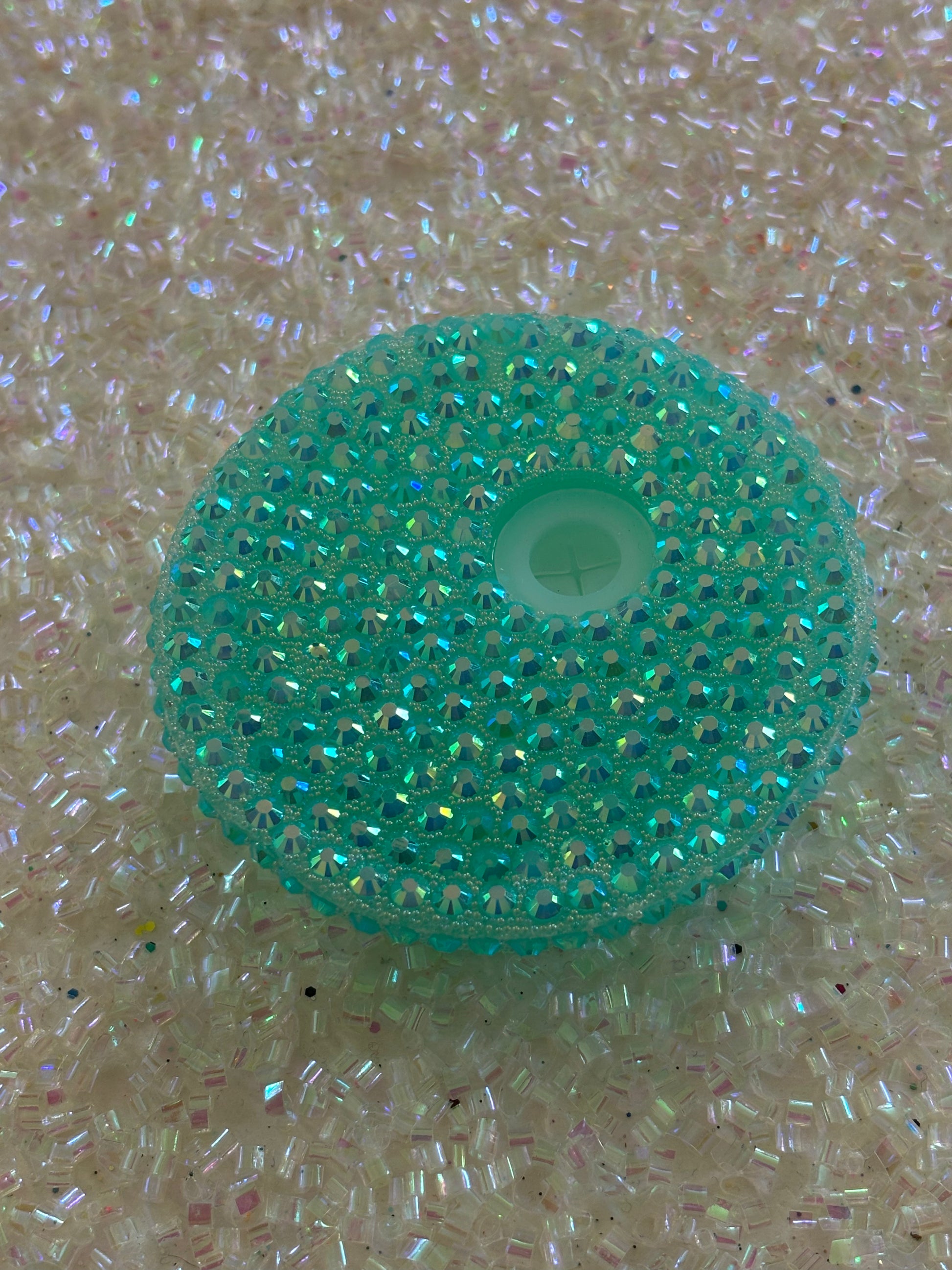TEAL SUGAR BEDAZZLED LID 🩵