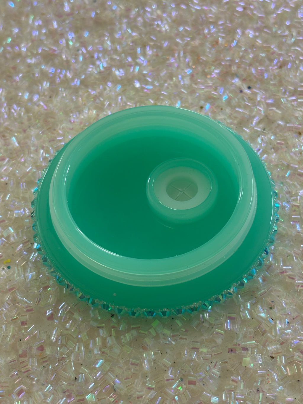 TEAL SUGAR BEDAZZLED LID 🩵