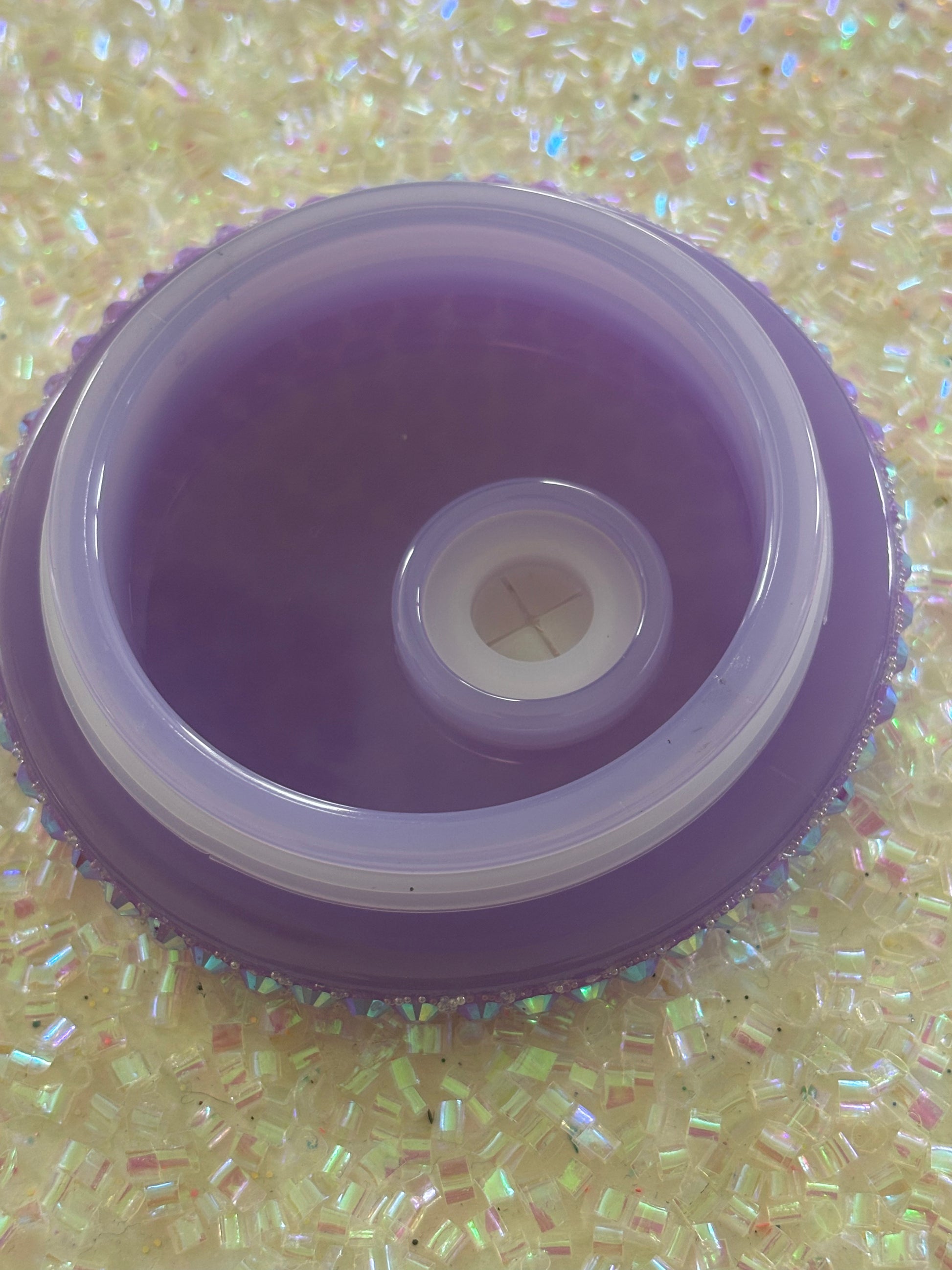 PURPLE SUGAR BEDAZZLED LID💜