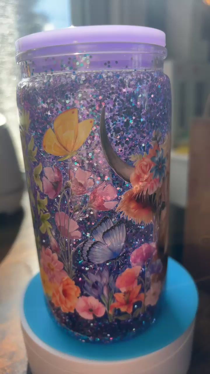 16 ounce purple Highland cow