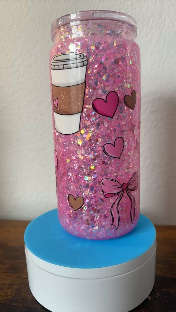 20 ounce Pink coffee and Bows
