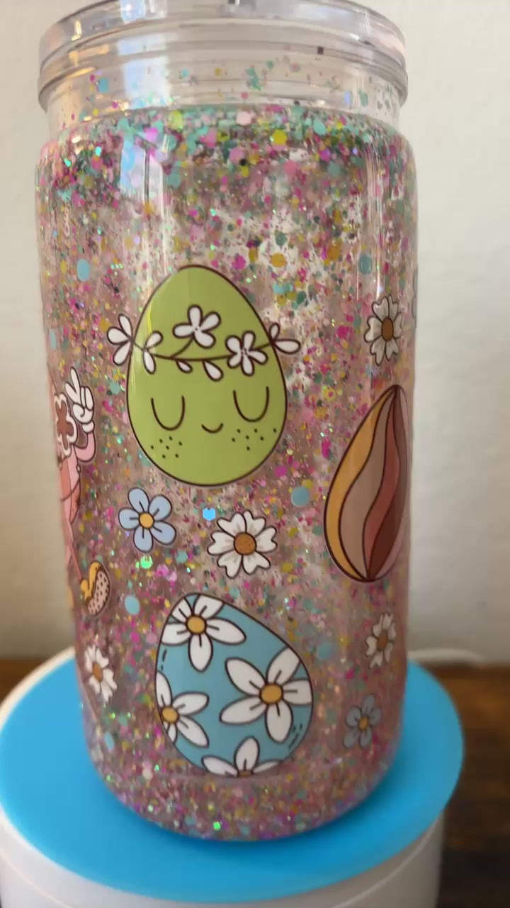 16 ounce Easter egg glitter cup