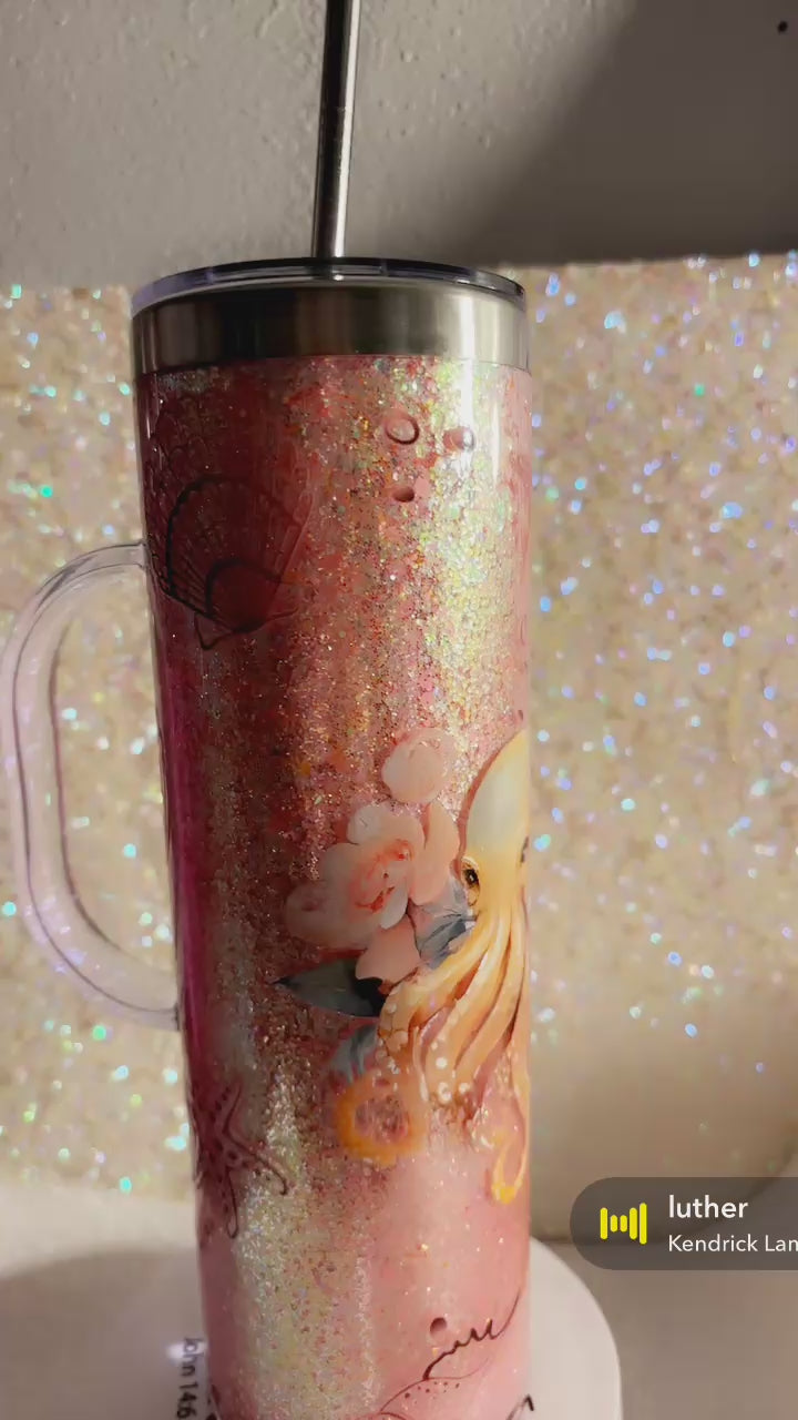 Pink Coral Octopus & Shells 🐙🐚