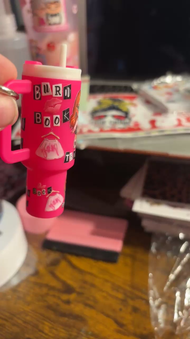 Tiny keychain tumblers can be used for Chapstick medicine any type of small item you would like to keep safe comes with your choice of decal wrap